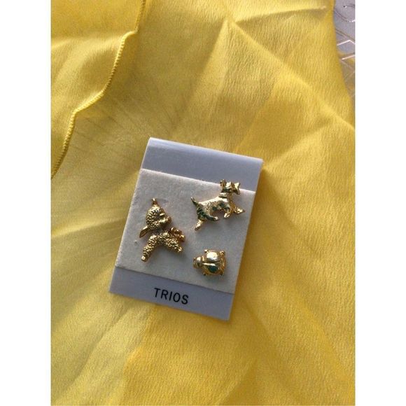 Vintage Lapel Pins Trio Set Scottie Dog, Lady Bug, Lamb Gold - Picture 3 of 12